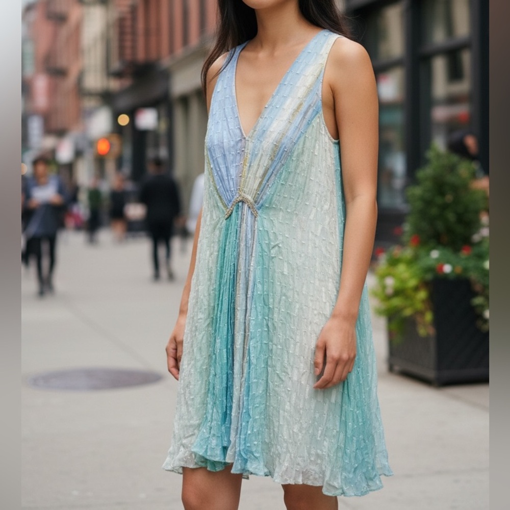 Anthropologie Blank Textured Muti Colored Dress XS